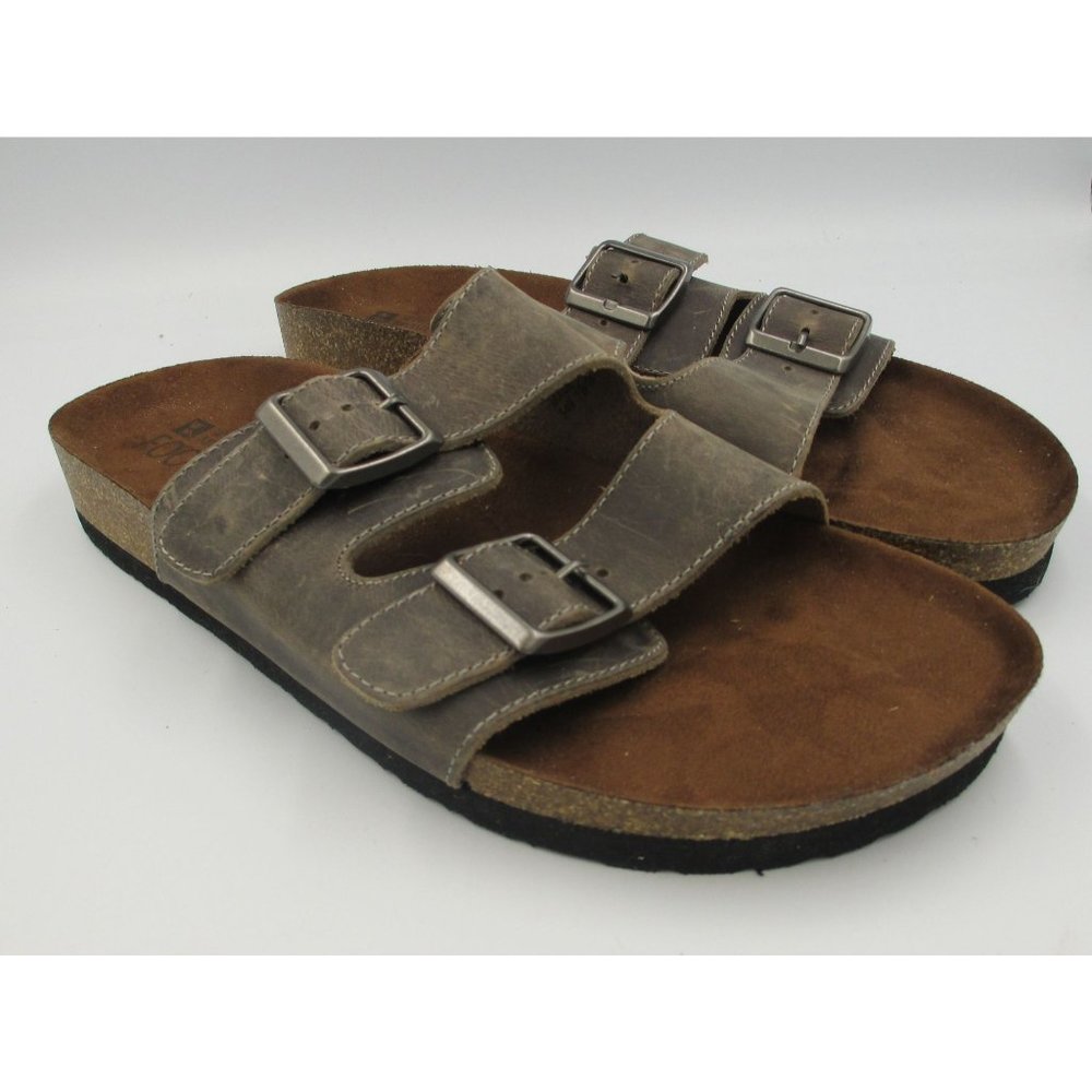 White Mountain Men’s Hanz Double Strap Brown Footbed Sandals Leather Upper 11 M